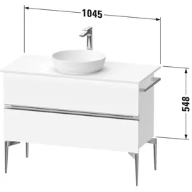 Duravit Sivida Konsolenwaschtischunterbau, 2 Schubkästen, Griffleiste Diamantschwarz Matt, 1045x475x548mm, SV46590BD490000,