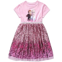 BOJON ELSA Kleider Glanz Sommer-Kleid Kurzarm Frozen Eiskönigin Prinzessin Eisprinzessin Kostüm mit Cape Mädchen Kinder