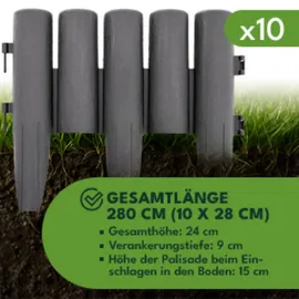 krumad Rasenkante 28 x 5 x 15 cm 10 Stück Anthrazit
