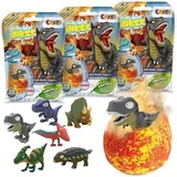 INKEE SURPRISE DINO | 3er Bundle Kinder Badebomben mit Dinosaurier Figuren, 3x Ei-Form Badebomben mit Pfirsich-Eistee Aroma, Badekugeln mit Badewannenspielzeug