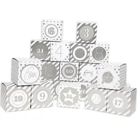 Frau WUNDERVoll® DIY Adventskalender Vorfreude zum Befüllen,Faltschachteln 12x silber