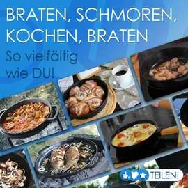 4big.fun Gusseisenpfanne Servierpfanne 26 cm