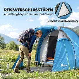 Outsunny Tunnelzelt 2-3 Personen Hellblau