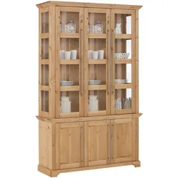 Vitrine HOME AFFAIRE "Meliss", beige (natur), B:132cm H:210cm T:39cm, Massivholz, Schränke, aus massiver Kiefer, FSC Breite 132 cm