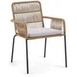 Kave Home Natur24 4-er Set Stuhl Samanta 56 x 80 x 65 cm Seil Beige Stahl Schwarz