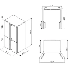 Smeg FQ60CAO6 Side-by-Side (581 l, 2000 mm hoch, Anthrazit)