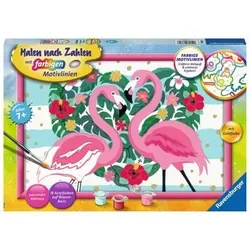 RAVENSBURGER 28782 Malen nach Zahlen - Liebenswerte Flamingos