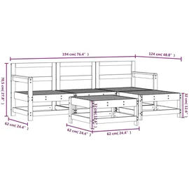 vidaXL 5-tlg. Garten-Lounge-Set Weiß Massivholz Kiefer