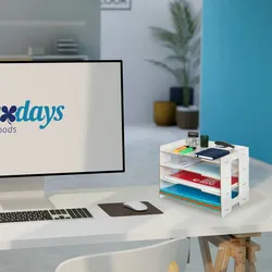 Relaxdays Briefablage, Büro Organizer aus MDF, A4 Papier, 3 Fächer, leichte Dokumentenablage HBT 27 x 32,5 x 25 cm, weiß