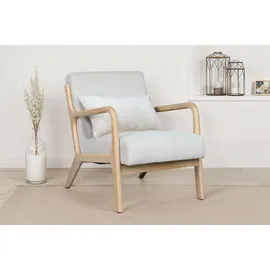 byLIVING Sessel NOHR Grob-Cord 65,5 x 78 x 84 cm Weiß mit Zierkissen