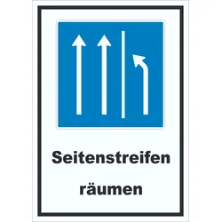 Schild Seitenstreifen räumen A6 (105x148mm)