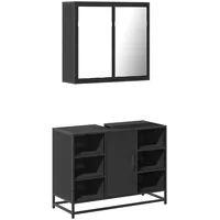 VidaXL Badmöbel-Set 2-tlg. Schwarz