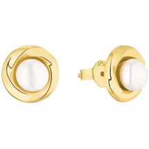 Amor Paar Ohrstecker AMOR "2013569", weiß (goldfarben,weiß), Ohrringe, Damen, Gelbgold 375 Perlen, Gelbgold 375, Perlen, mit Süßwasserzuchtperle