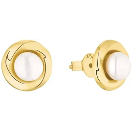 Amor Paar Ohrstecker AMOR "2013569", weiß (goldfarben,weiß), Ohrringe, Damen, Gelbgold 375 Perlen, Gelbgold 375, Perlen, mit Süßwasserzuchtperle