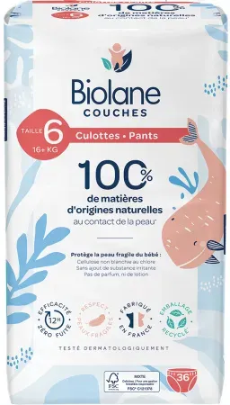 Biolane Windeln Aus Materialien Natürlichen Ursprungs Größe 6 +16kg Alle Hauttypen 36 Stück