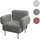 Mendler Lounge-Sessel HWC-L83 Bouclé  ~  grau höhenverstellbar