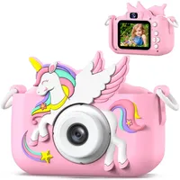 Kinderkamera, Einhorn Selfie Digital Kamera mit 32GB Karte, Weihnachts Geburtstagsgeschenk für Jungen und Mädchen, 1080P HD Kinder Kamera, Geschenke Spielzeug für 3 4 5 6 7 8 9 10 11 12 Jahre
