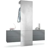 Vladon Wandgarderobe Carlton Anthrazit matt/Beton Oxid Optik