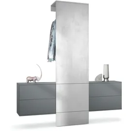 Vladon Wandgarderobe Carlton Anthrazit matt/Beton Oxid Optik
