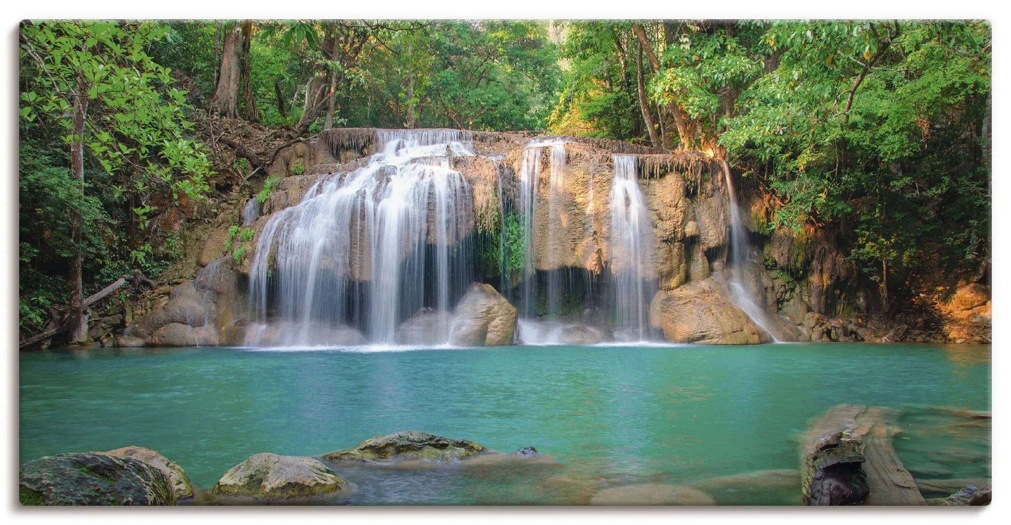 Artland Leinwandbild »Wasserfall im Wald National Park«, Gewässer, (1 St.), auf Keilrahmen gespannt Artland grün