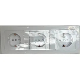 ChiliTec DELPHI Set 3 Steckdosen + 2-fach Rahmen 250V/ 16A, Steckanschluss, weiß