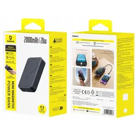 Baseus Powerbank Magnetic Power Bank 20W 20000mAh Black 20000 mAh Kabellose Aufladung USB-C Schwarz Baseus - Schwarz