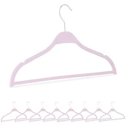 Relaxdays Kleiderbügel, 10er Set, Weizenstroh, Kunststoff, nachhaltig, Bügel platzsparend, Hosensteg, Einkerbungen, rosa