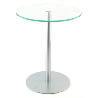 freeroom24 Designer Beistelltisch Glas Silber 50x50x40 cm - Wohnzimmertisch modern - stabiler Couchtisch - praktischer Coffee Table rund - kleiner Kaffeetisch - Glastisch - Sofatisch - Made in Germany