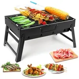 Uten Holzkohlegrill, zusammenklappbar, tragbar, leicht, Smoker-Grill, kleiner Schreibtisch, Tischplatte, Outdoor-Grill für Camping, Picknick, Garten, Strandparty, 43,2 x 29,5 x 6,6 cm