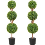 Vevor Buchsbaumkugel Künstlich 122cm hoch Garten Deko Buchsbaum im Blumentopf Kugel künstlich Buchskugel Kunstpflanze aus PE, Holz, PP inkl. 2 Stk. Dekorative LED-Leuchten und 10 Stk. Ersatzblätter