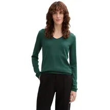 Tom Tailor Damen 1012976 Strickpullover mit V-Ausschnitt, 30024-Explorer Green, S