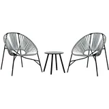 vidaXL Gartenstuhl-Set 3-tlg. Schwarz und Hellgrau Poly Rattan