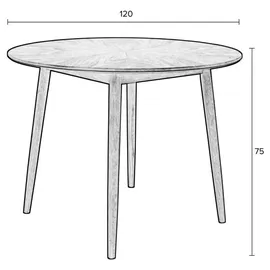 White Label Esstisch FABIO Eiche furniert Ø 120 cm mit runder Platte - Naturbelassen