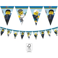 Procos 92250 - Flaggenbanner, Lego City, FSC® Mix, Girlande Polizeimotiv, Geburtstag, Mottoparty