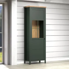 trendteam Vitrine Stanton 69 x 39 x 198 cm Tannengrün/Eiche