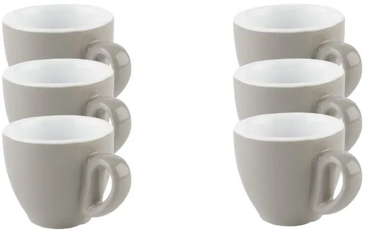 Espressotasse APS "6er Set Espresso Tassen -SNUG-", grau, H:5,5cm Ø:6cm, Porzellan, Trinkgefäße, für Heißgetränke aller Art geeignet