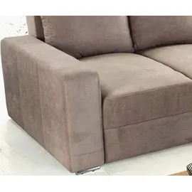 luma-home Federkern Ecksofa Schlafcouch L-Polsterecke mit Topper Bettkasten in Hell-Braun & 15108 - Hellbraun