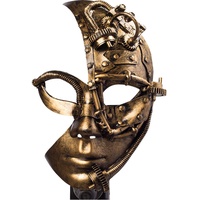 Amakando Steampunk-Halbmaske mit Zahnrädern für Damen/Bronzefarben/Kostüm-Zubehör Retro-Futurismus/Perfekt geeignet zu Mottoparty & Karneval