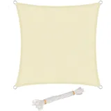 Woltu Sonnensegel Rechteck 3x5m Creme atmungsaktiv Sonnenschutz HDPE Windschutz mit UV Schutz für Garten, Terrasse Camping