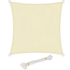 Woltu Sonnensegel Rechteck 3x5m Creme atmungsaktiv Sonnenschutz HDPE Windschutz mit UV Schutz für Garten, Terrasse Camping