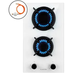 Goldflame Domino Gaskochfeld 2-flammig Messing-Brenner Glaskeramik