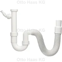 Haas + Sohn HAAS Röhren-Siphon 2805 DN40/50 flexibel, Spüle, Küche, Geräteanschluss, weiss