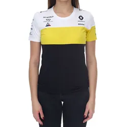 Le Coq Sportif Fomel 1 F1 Renault Damen T-Shirt Kurzarm-Shirt Baumwoll-Shirt 2010969 Schwarz/Weiß/Gelb - S
