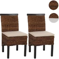 Mendler 2er-Set Esszimmerstuhl Korbstuhl M45 Stuhl Bananengeflecht ~ dunkel,