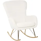 Beliani Schaukelsessel Bouclé Stoff weiß/Gold Schaukelstuhl modern elegant edel Anaset