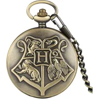 Taschenuhr, Vintage Big H Harry Potter Taschenuhr Quarz mit Anhänger Halskette uhrkette für taschenuhr, Geschenk für Männer