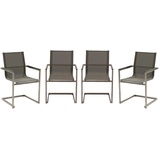 Gravidus 4er Set Freischwinger Schwingstuhl Gartenstuhl Esszimmer Garten Stuhl Taupe