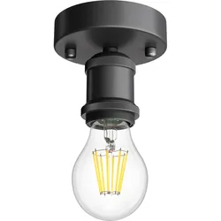 ledscom.de Vintage Lampen-Fassung RETRA, schwarz, inkl. E27 Lampe, Energieeffizienzklasse A (warmweiß, 4W, 848lm)