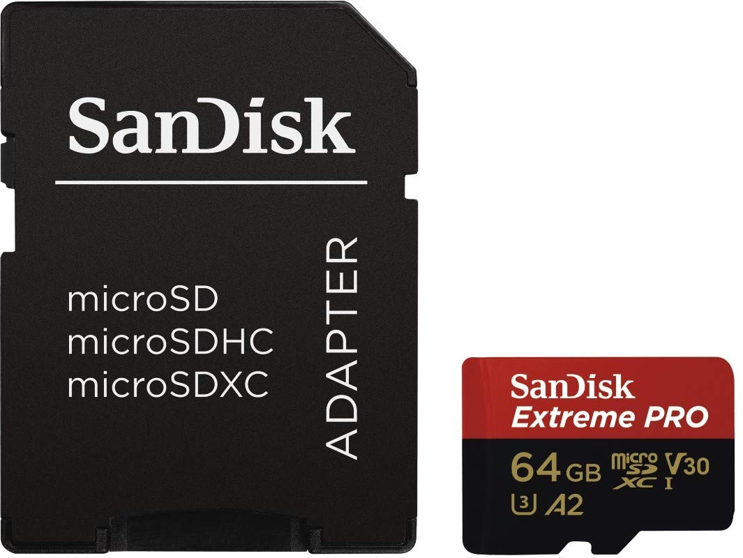 SanDisk Extreme Pro 64 GB microSDXC Memory Card + SD Adapter with A2 App Performance + Rescue Pro Deluxe 170 MB/s Class 10, UHS-I, U3, V30