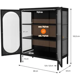 ML-Design Vitrinenschrank 80 x 102,5 x 40 cm Schwarz
